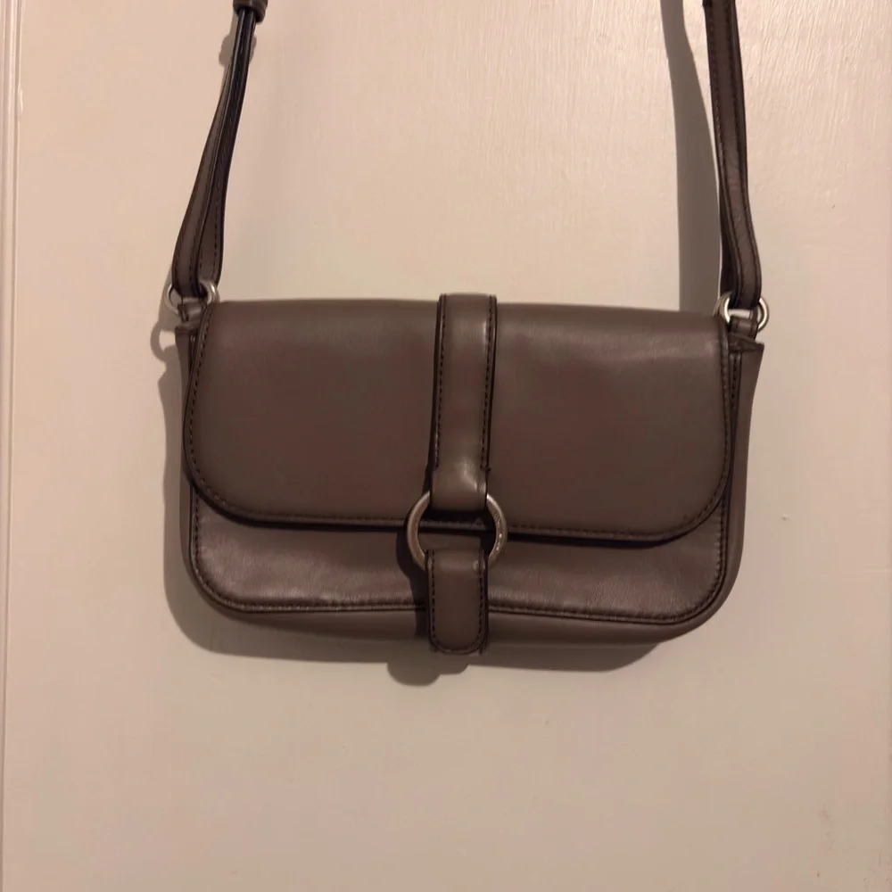 Michael Kors Taupe Leather Crossbody/ saddlebag Bag Silver Hardware‎